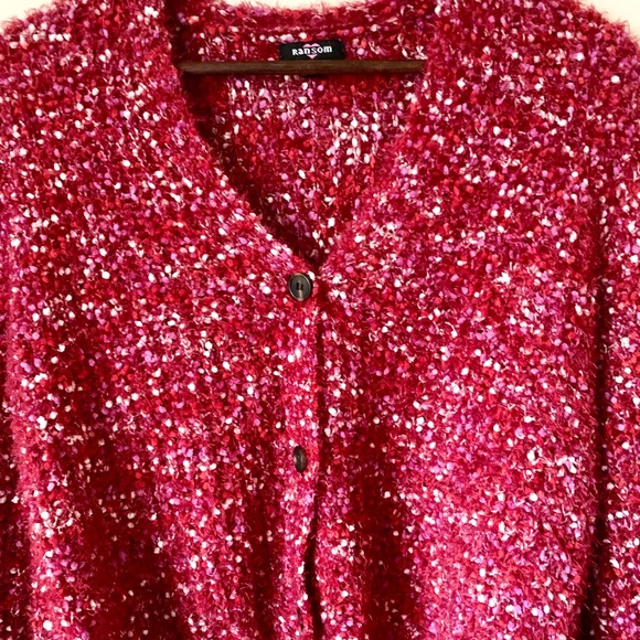 Ransom Red & White Cardigan Size Small - Picture 3 of 8